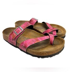 Birkenstock Papillio Tabora Tropical Leaf Pink Sandals Size EU 38 US 7